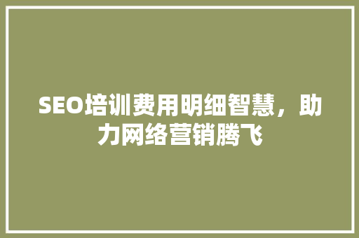 SEO培训费用明细智慧，助力网络营销腾飞