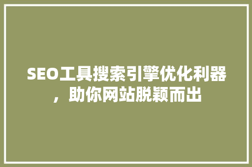 SEO工具搜索引擎优化利器，助你网站脱颖而出