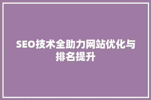SEO技术全助力网站优化与排名提升