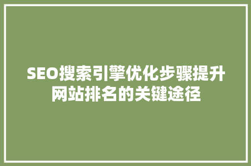 SEO搜索引擎优化步骤提升网站排名的关键途径
