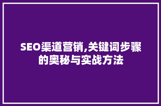 SEO渠道营销,关键词步骤的奥秘与实战方法