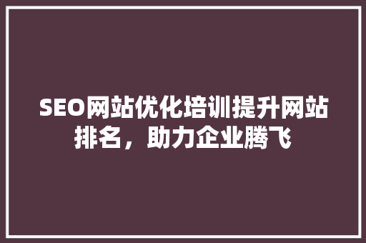 SEO网站优化培训提升网站排名，助力企业腾飞