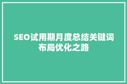 SEO试用期月度总结关键词布局优化之路