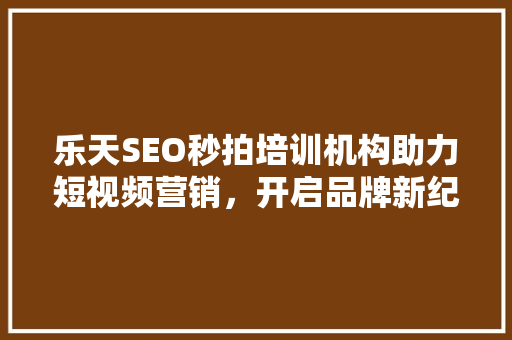 乐天SEO秒拍培训机构助力短视频营销，开启品牌新纪元