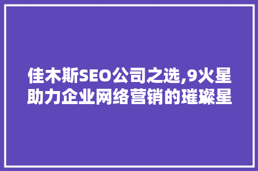 佳木斯SEO公司之选,9火星助力企业网络营销的璀璨星火