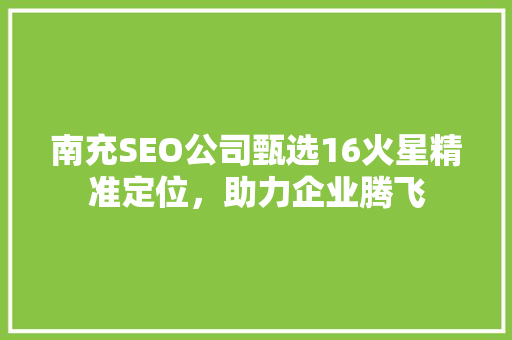 南充SEO公司甄选16火星精准定位，助力企业腾飞