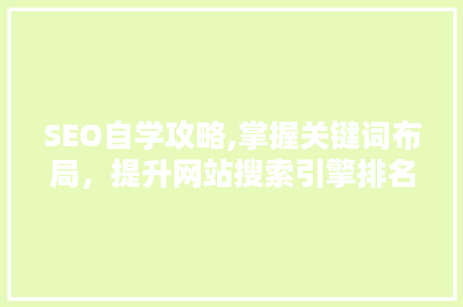 SEO自学攻略,掌握关键词布局，提升网站搜索引擎排名