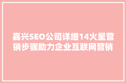 嘉兴SEO公司详细14火星营销步骤助力企业互联网营销腾飞