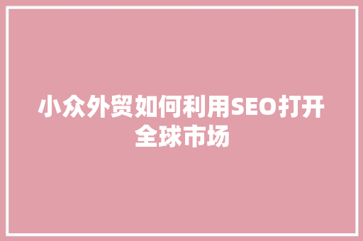 小众外贸如何利用SEO打开全球市场