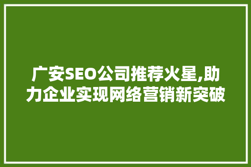 广安SEO公司推荐火星,助力企业实现网络营销新突破