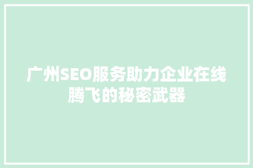 广州SEO服务助力企业在线腾飞的秘密武器