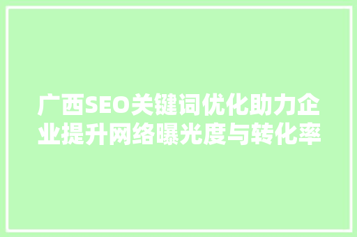 广西SEO关键词优化助力企业提升网络曝光度与转化率
