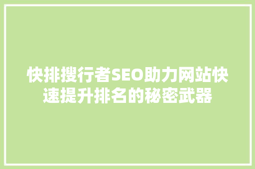 快排搜行者SEO助力网站快速提升排名的秘密武器