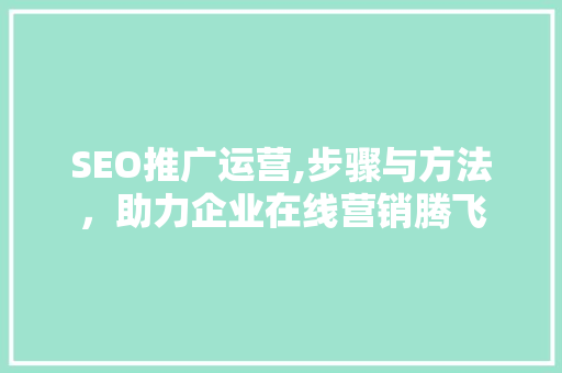 SEO推广运营,步骤与方法，助力企业在线营销腾飞