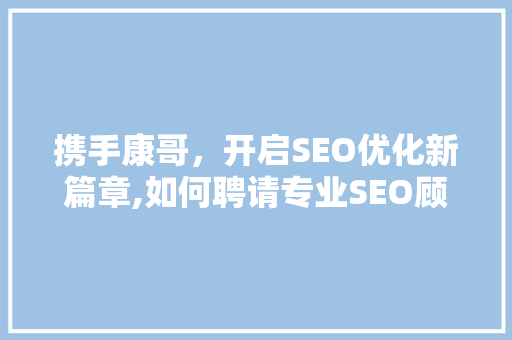 携手康哥，开启SEO优化新篇章,如何聘请专业SEO顾问提升网站排名