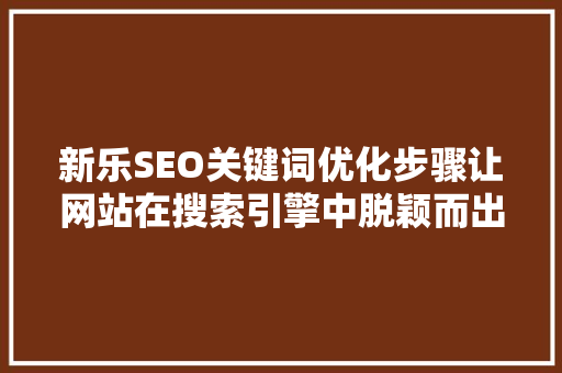 新乐SEO关键词优化步骤让网站在搜索引擎中脱颖而出