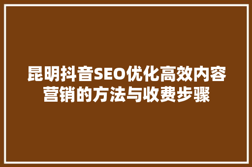 昆明抖音SEO优化高效内容营销的方法与收费步骤