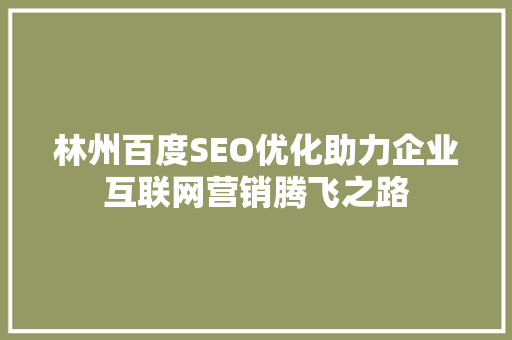 林州百度SEO优化助力企业互联网营销腾飞之路