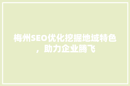 梅州SEO优化挖掘地域特色，助力企业腾飞