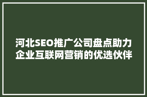河北SEO推广公司盘点助力企业互联网营销的优选伙伴