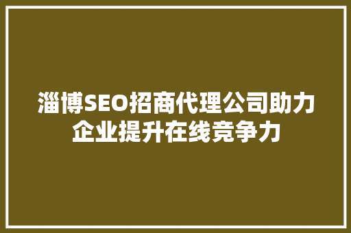 淄博SEO招商代理公司助力企业提升在线竞争力