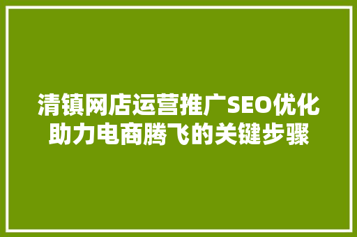 清镇网店运营推广SEO优化助力电商腾飞的关键步骤