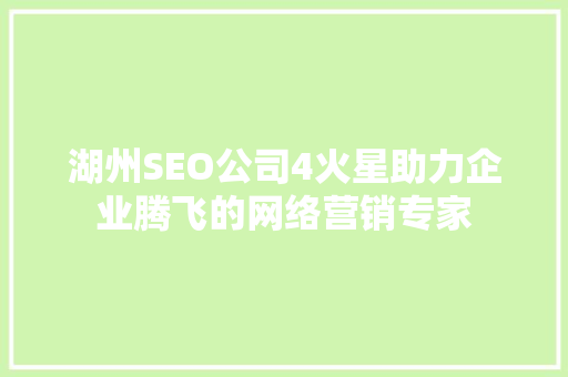 湖州SEO公司4火星助力企业腾飞的网络营销专家