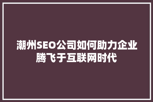 潮州SEO公司如何助力企业腾飞于互联网时代