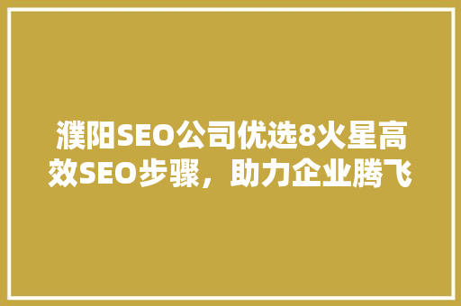 濮阳SEO公司优选8火星高效SEO步骤，助力企业腾飞