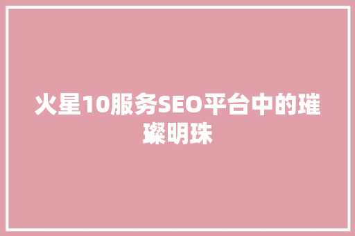 火星10服务SEO平台中的璀璨明珠