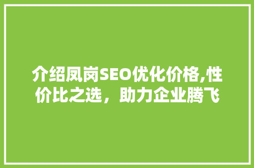 介绍凤岗SEO优化价格,性价比之选，助力企业腾飞  第1张