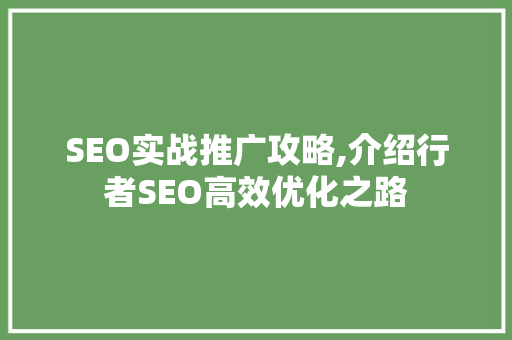 SEO实战推广攻略,介绍行者SEO高效优化之路  第1张