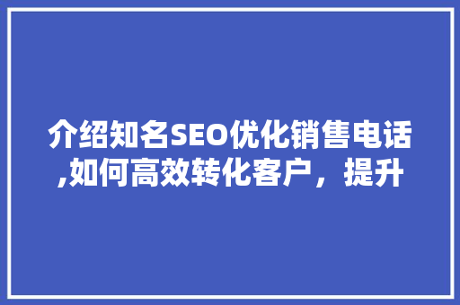 介绍知名SEO优化销售电话,如何高效转化客户，提升企业竞争力