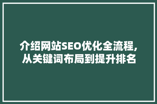 介绍网站SEO优化全流程,从关键词布局到提升排名