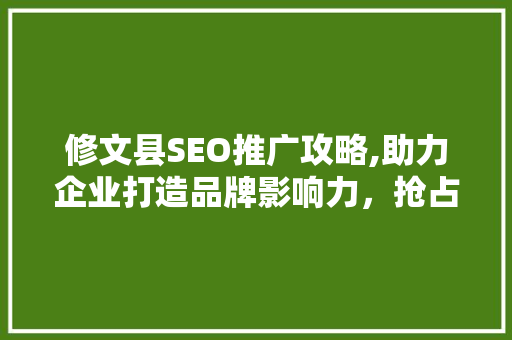 修文县SEO推广攻略,助力企业打造品牌影响力，抢占市场先机