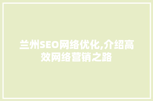 兰州SEO网络优化,介绍高效网络营销之路