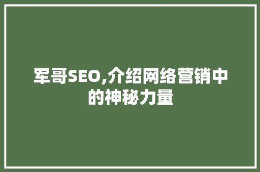 军哥SEO,介绍网络营销中的神秘力量