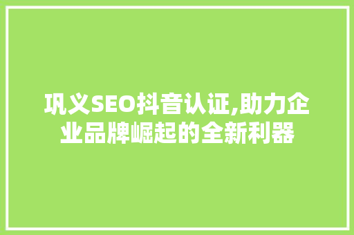 巩义SEO抖音认证,助力企业品牌崛起的全新利器