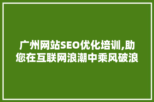 广州网站SEO优化培训,助您在互联网浪潮中乘风破浪