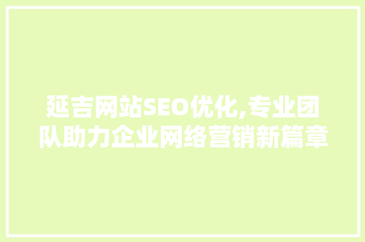 延吉网站SEO优化,专业团队助力企业网络营销新篇章