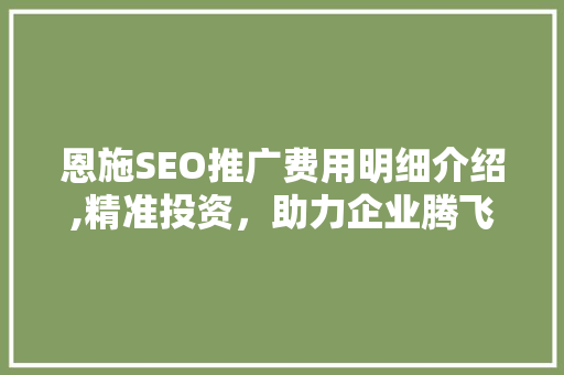 恩施SEO推广费用明细介绍,精准投资，助力企业腾飞