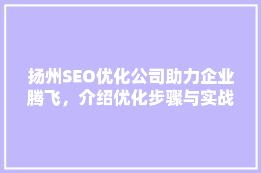 扬州SEO优化公司助力企业腾飞，介绍优化步骤与实战方法