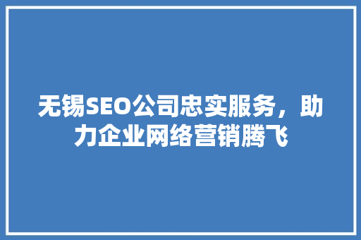 无锡SEO公司忠实服务，助力企业网络营销腾飞