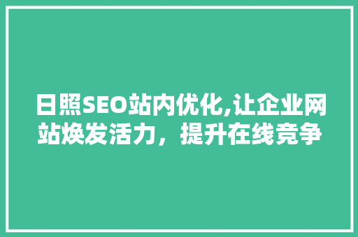 日照SEO站内优化,让企业网站焕发活力，提升在线竞争力