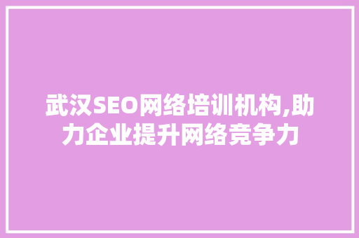 武汉SEO网络培训机构,助力企业提升网络竞争力