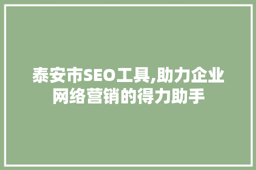 泰安市SEO工具,助力企业网络营销的得力助手
