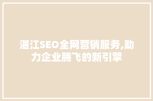 湛江SEO全网营销服务,助力企业腾飞的新引擎