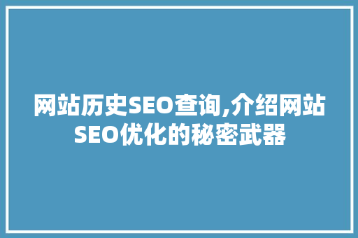 网站历史SEO查询,介绍网站SEO优化的秘密武器