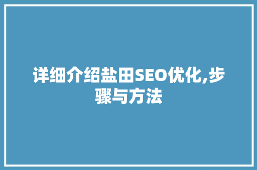 详细介绍盐田SEO优化,步骤与方法
