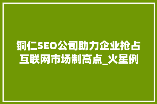铜仁SEO公司助力企业抢占互联网市场制高点_火星例子详细介绍
